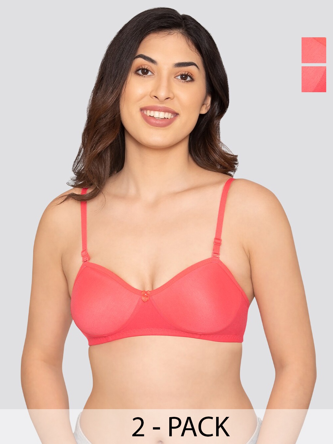 

K LINGERIE Pack of 2 Roxy Multiway Straps Demi Cup Balconette Bra, Pink