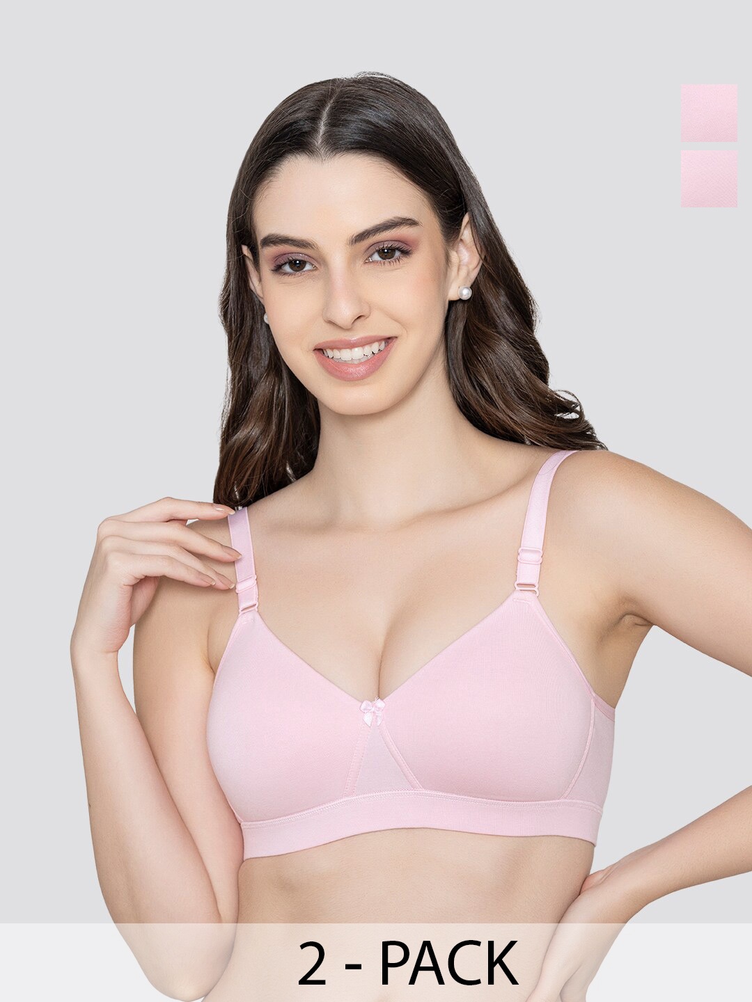 

K LINGERIE Pack of 2 Tessa Full Support Seamless Padded Cups Designer Bra, Pink
