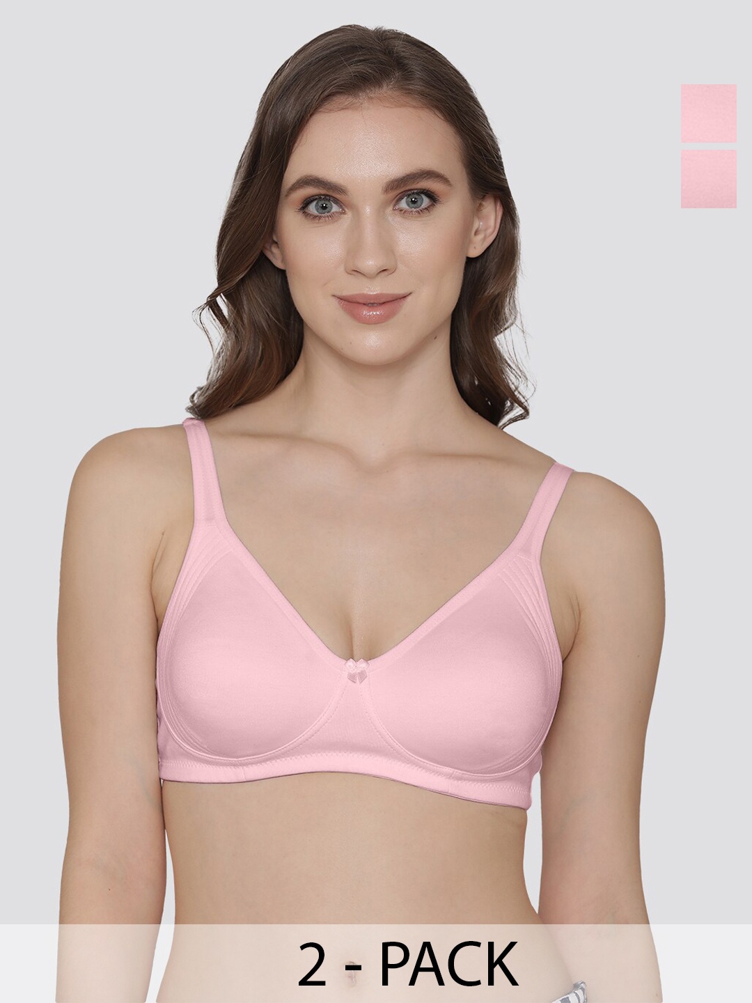 

K LINGERIE Pack of 2 Winny Full Coverage Double Layered Cups Everyday Bra, Pink