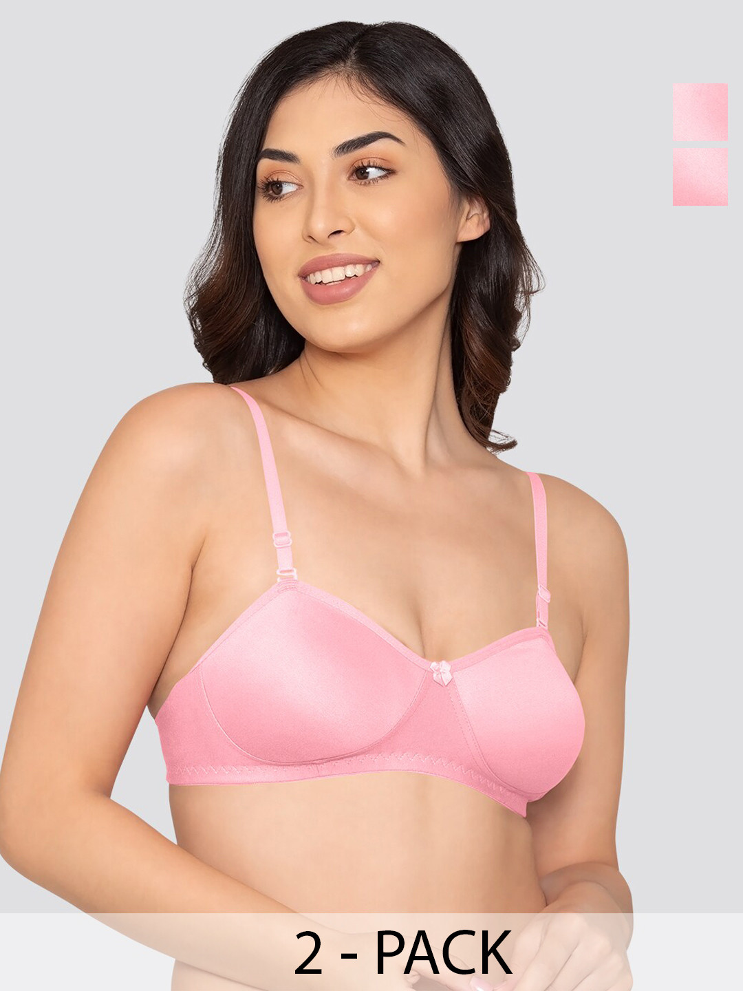 

K LINGERIE Pack of 2 Roxy Multiway Straps Demi Cup Balconette Bra, Pink