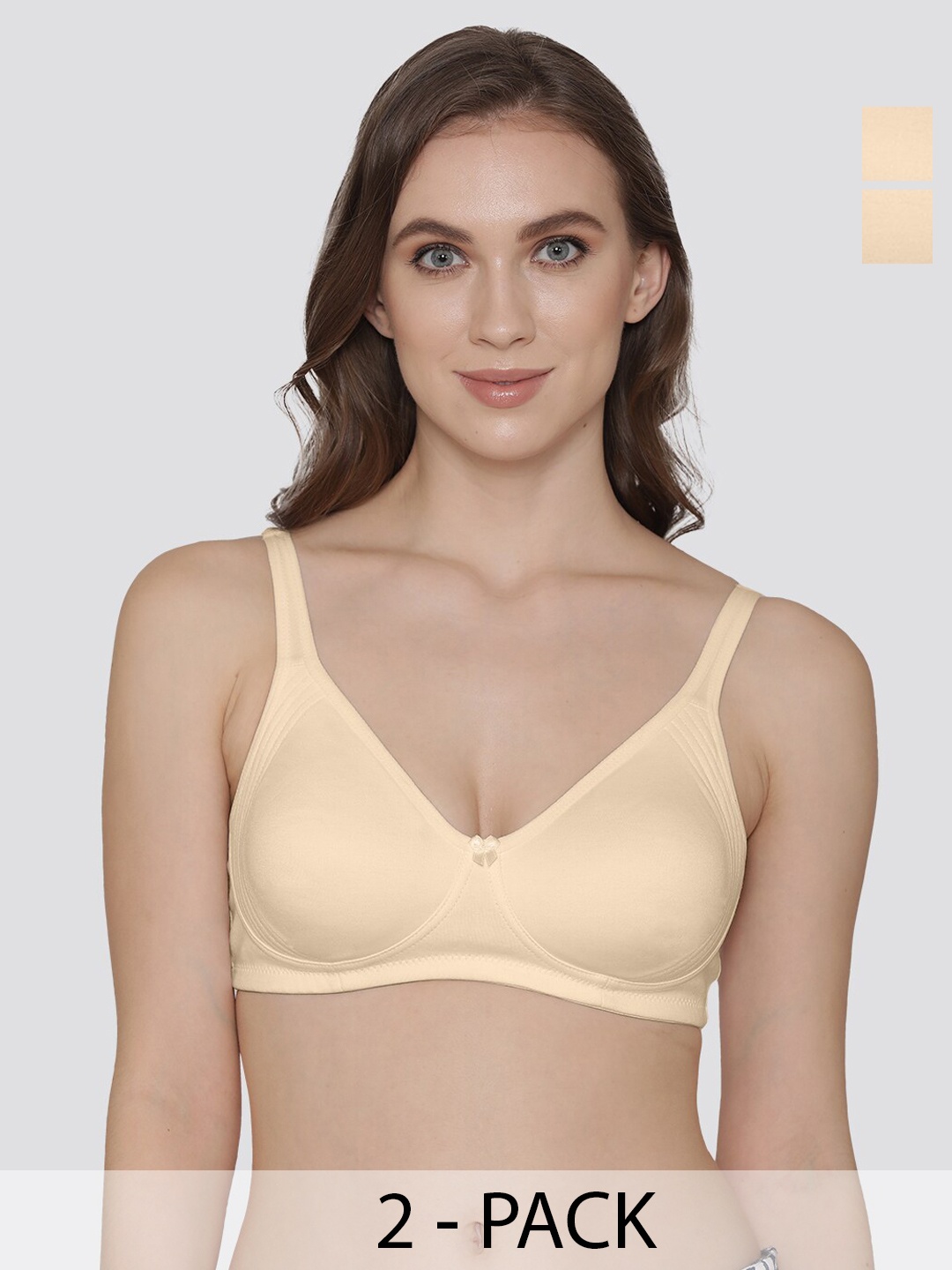 

K LINGERIE Pack of 2 Winny Full Coverage Double Layered Cups Everyday Bra, Beige