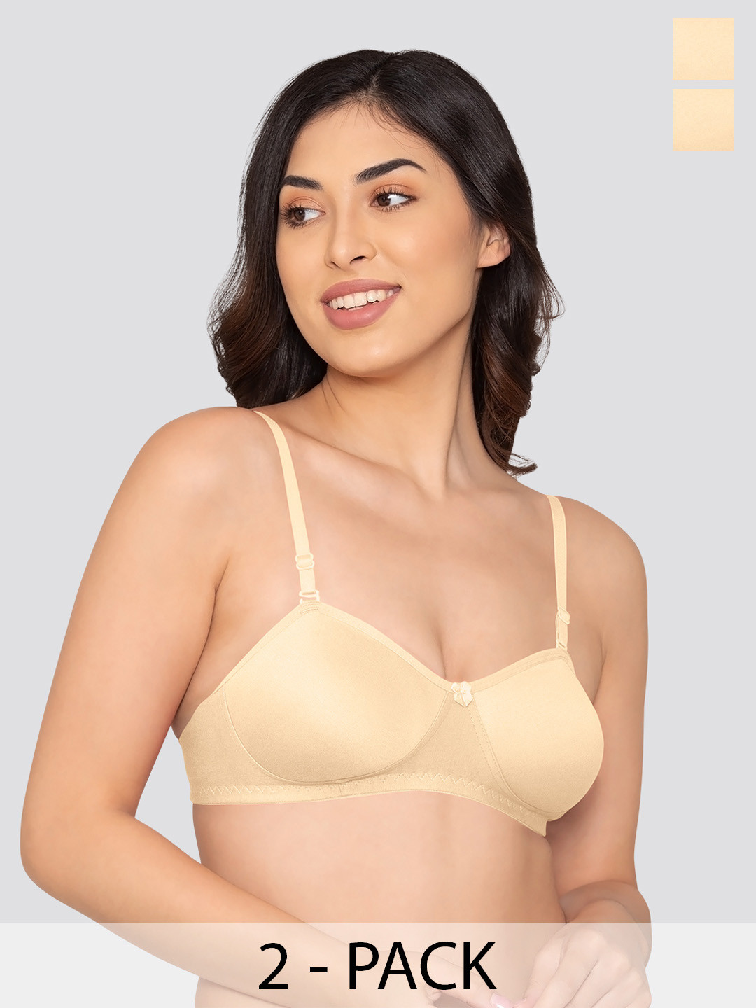 

K LINGERIE Pack of 2 Roxy Multiway Straps Demi Cup Balconette Bra, Beige