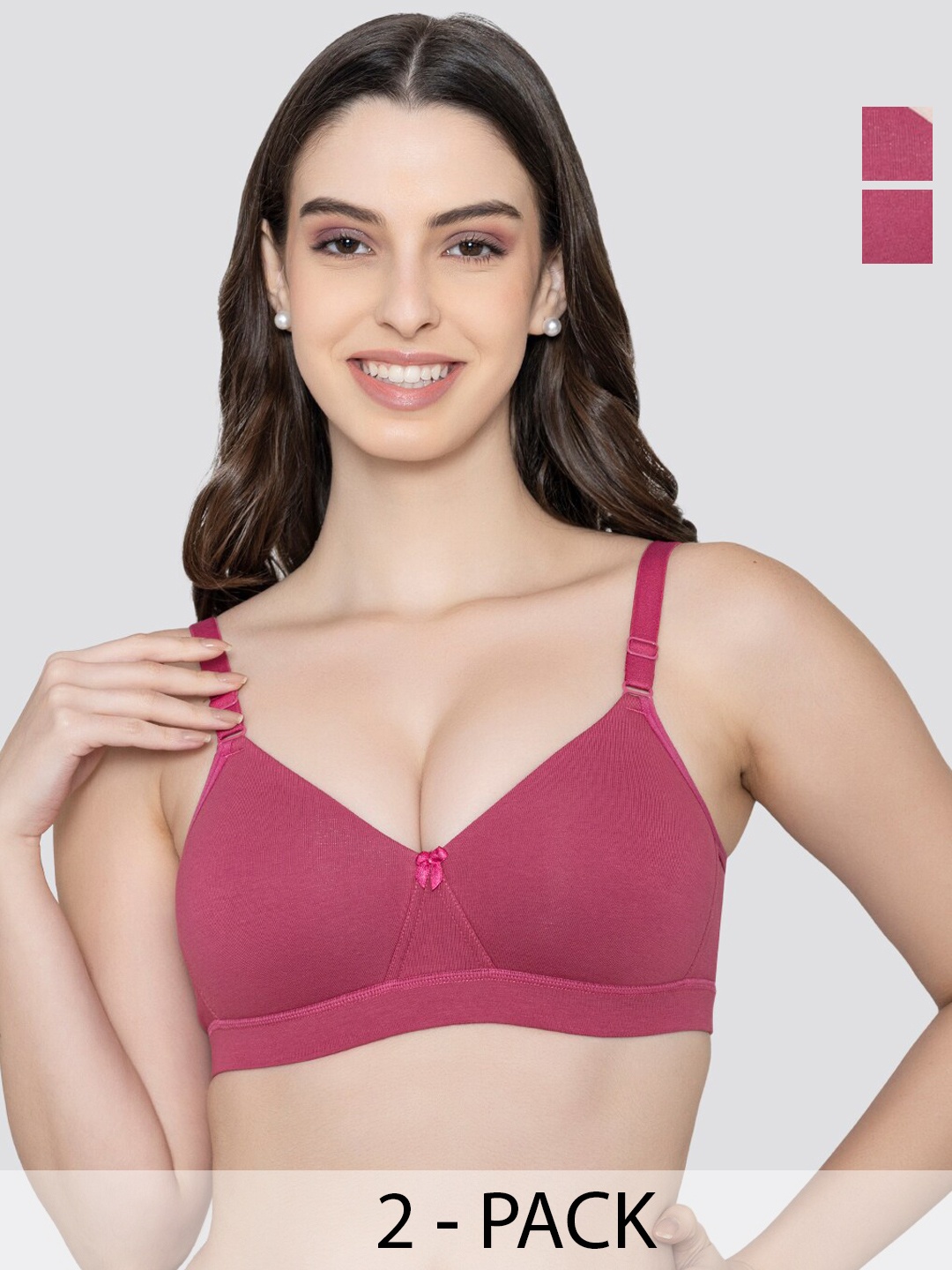 K LINGERIE Pack of 2 Tessa Full Support Seamless Padded Cups Designer Bra, Rust