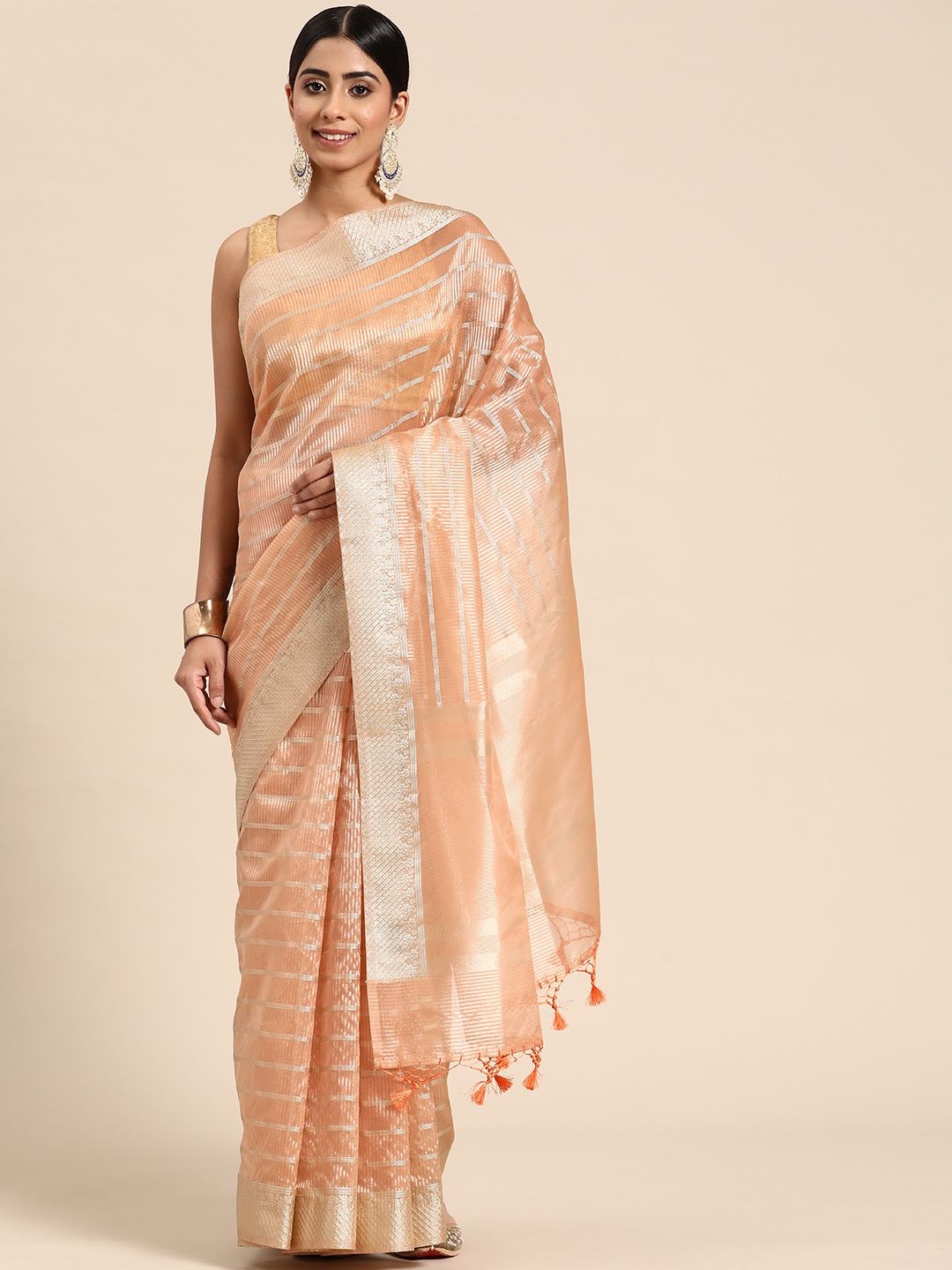 

Sayisha Woven Design Zari Tissue Saree, Orange