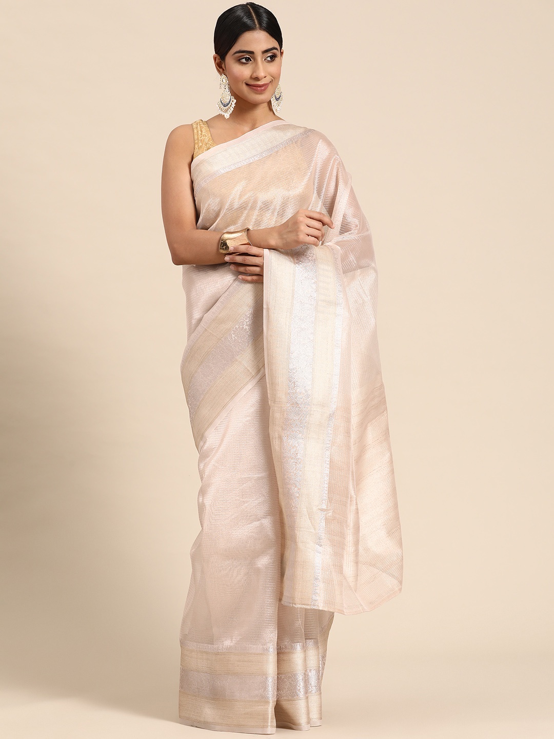 

Sayisha Woven Design Zari Tissue Saree, Cream