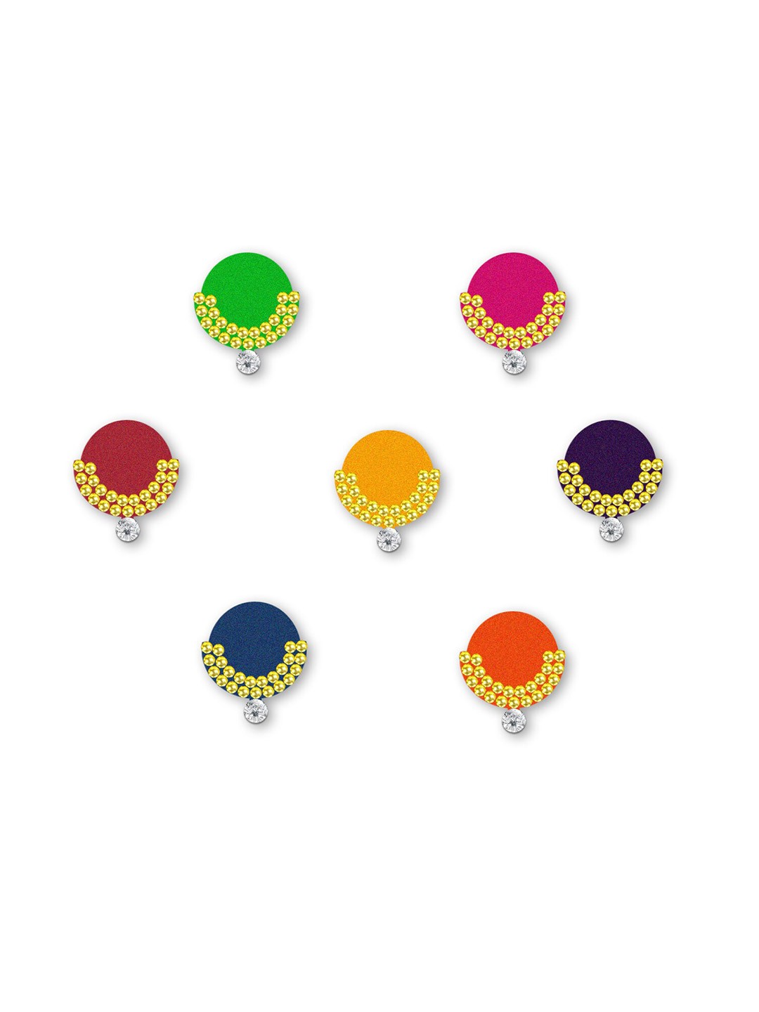 

Comet Busters Set of 7 Traditional Designer Bindis, Multi