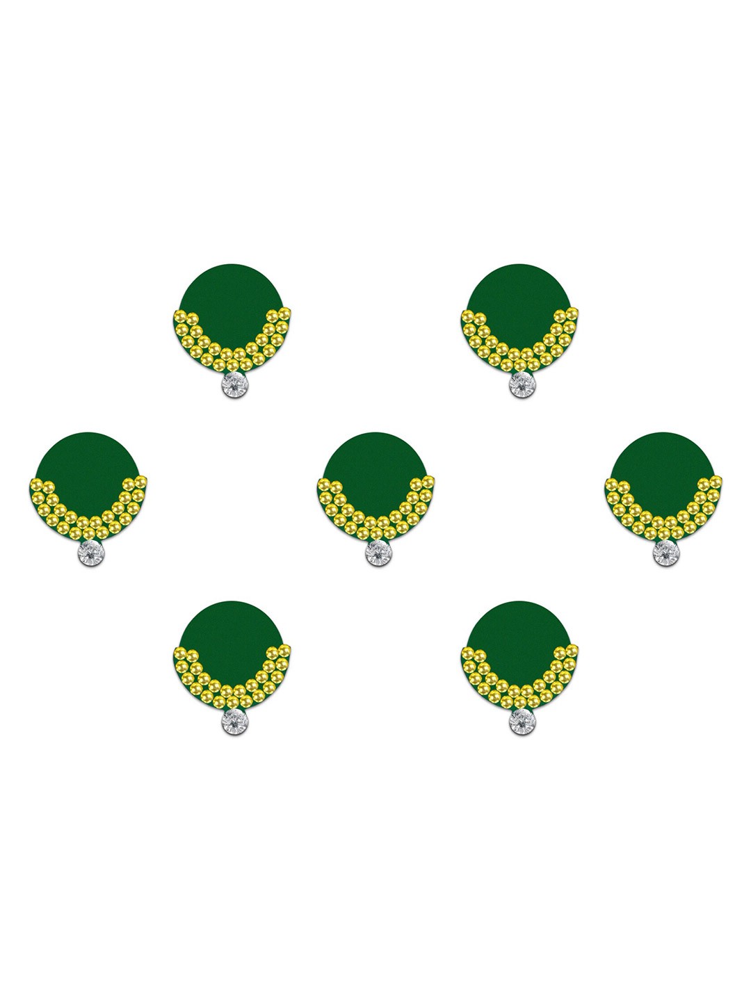 

Comet Busters Set of 7 Traditional Designer Bindis, Green