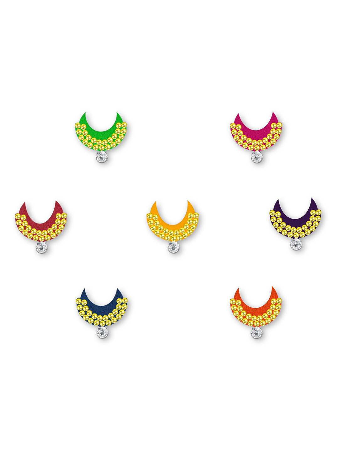 

Comet Busters Set of 7 Traditional Designer Bindis, Multi