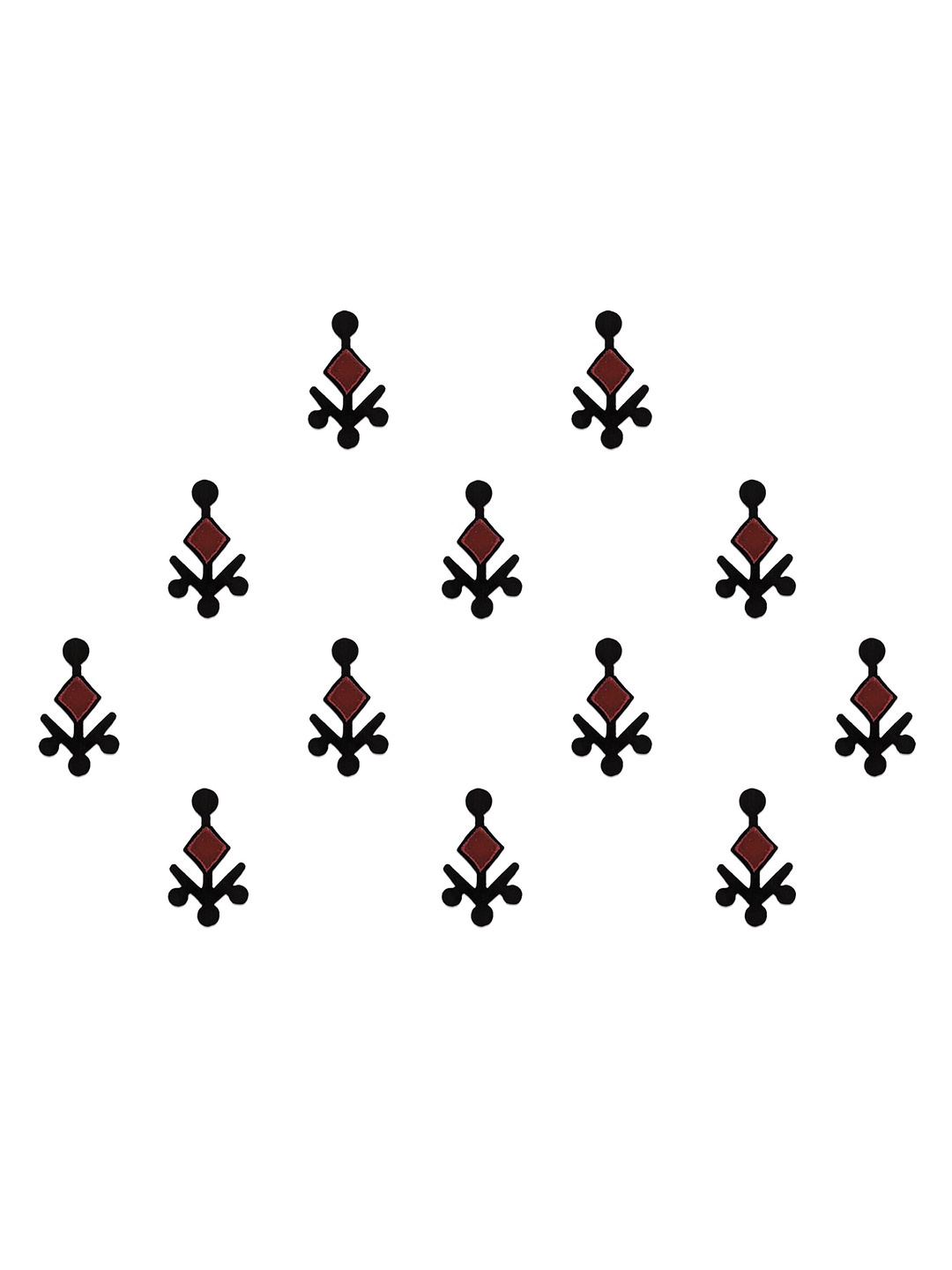 

Comet Busters 12-Pcs Handmade Traditional Designer Bindi - Black & Maroon