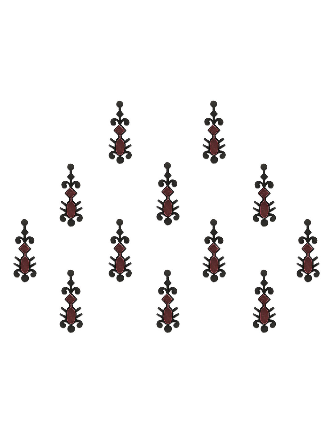 

Comet Busters 12-Pcs Handmade Traditional Designer Bindi - Black & Maroon