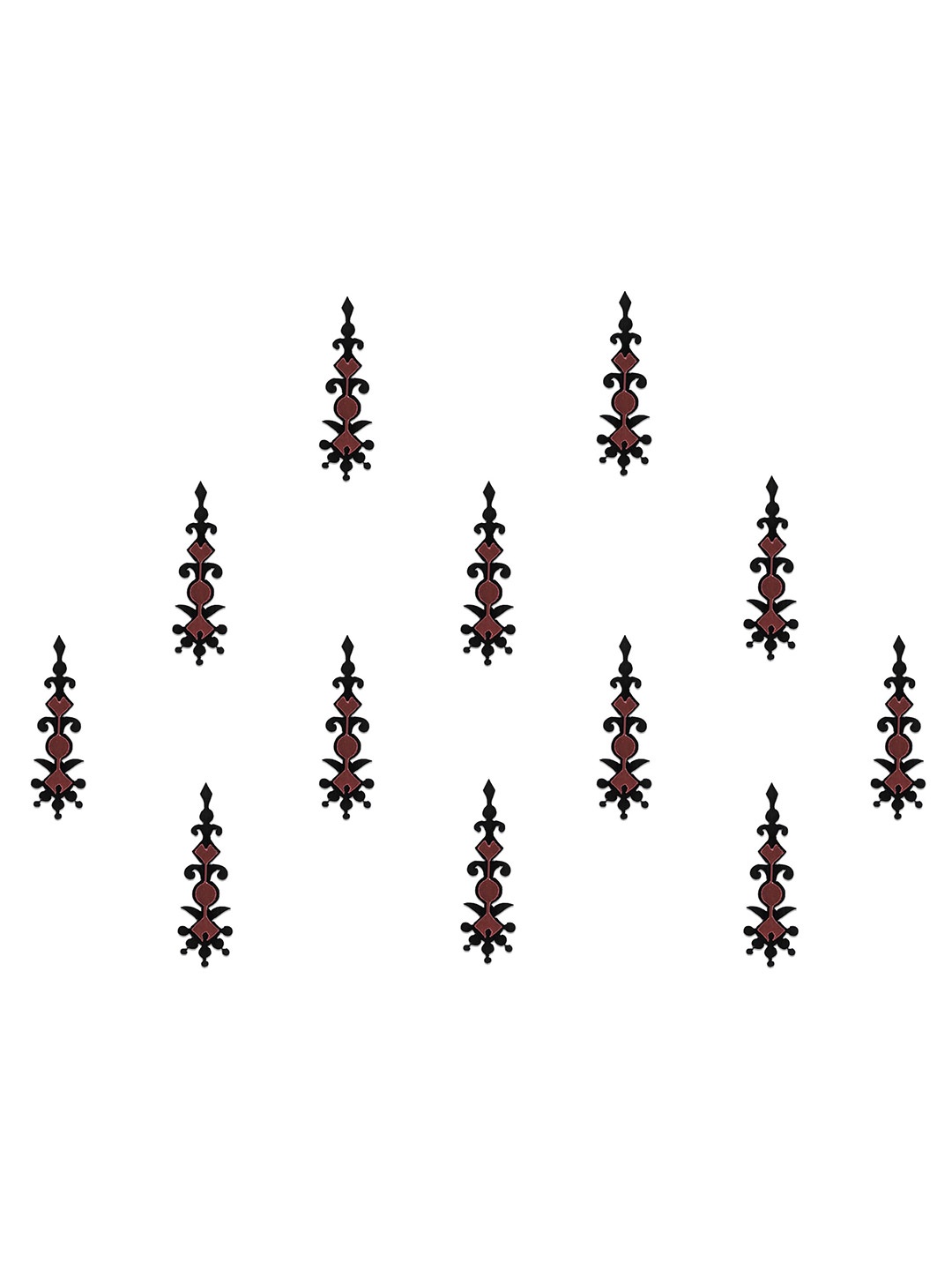 

Comet Busters 12-Pcs Handmade Traditional Designer Bindi - Black & Maroon