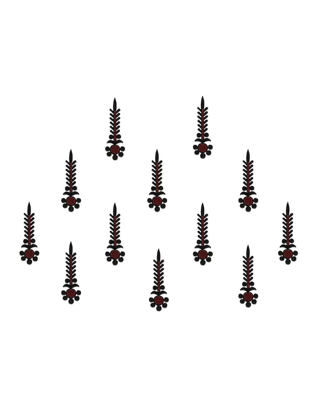 

Comet Busters 12-Pcs Handmade Traditional Designer Bindi - Black & Maroon