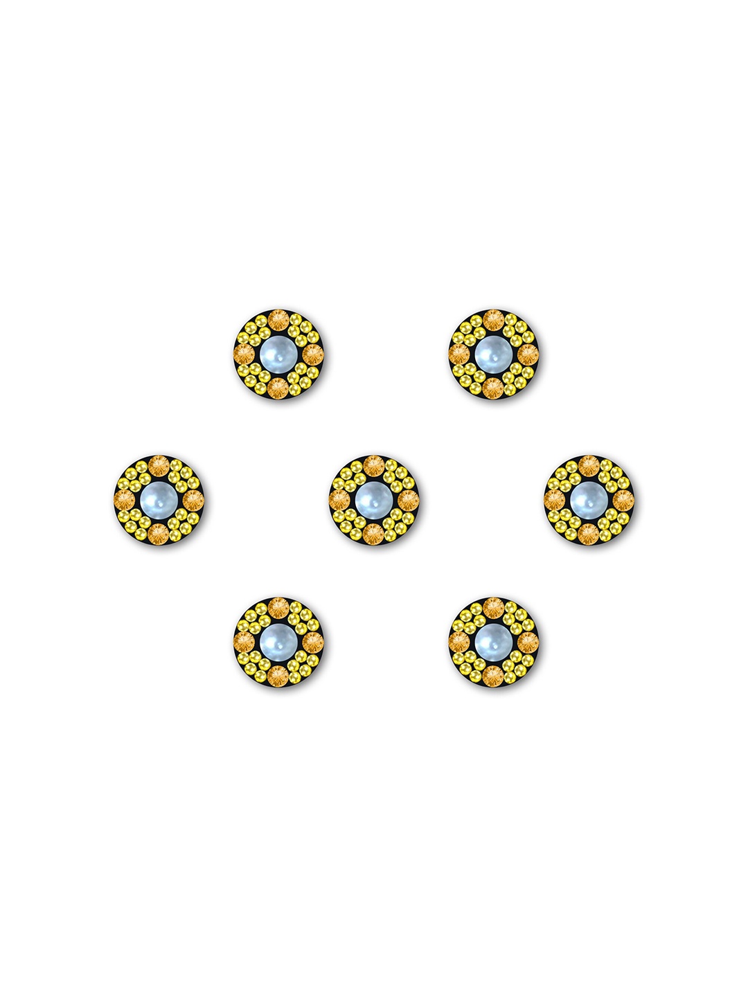 

Comet Busters 7-Pcs Handmade Traditional Designer Bindi - Black & Golden