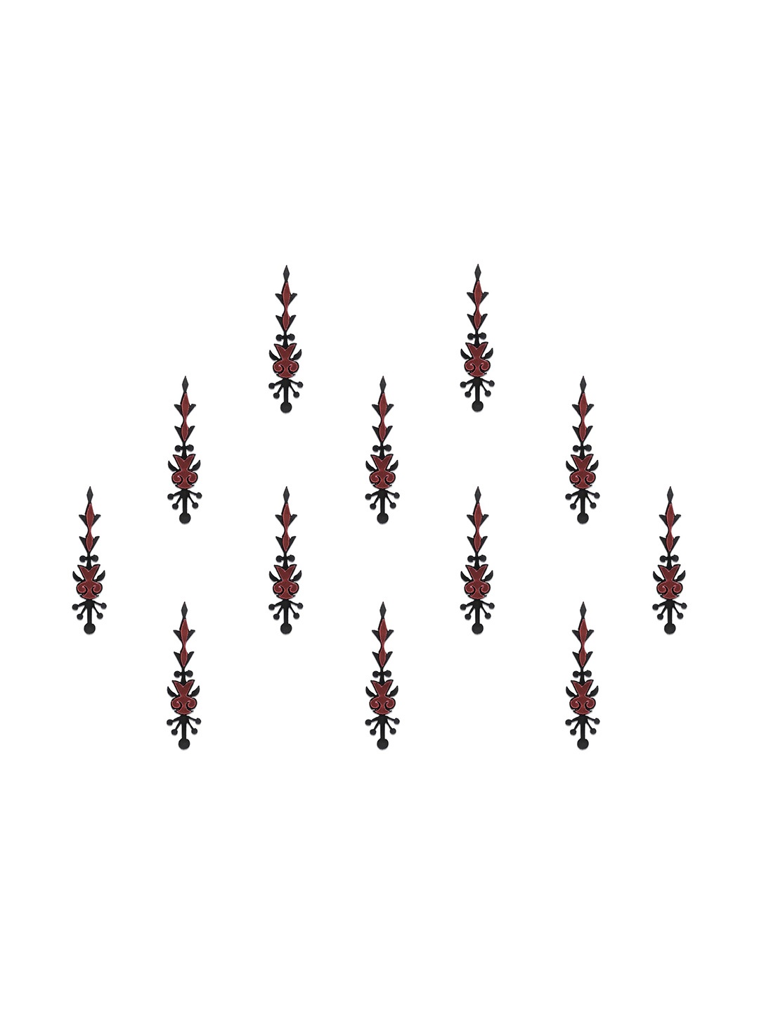 

Comet Busters 12-Pcs Handmade Traditional Designer Bindi - Black & Maroon