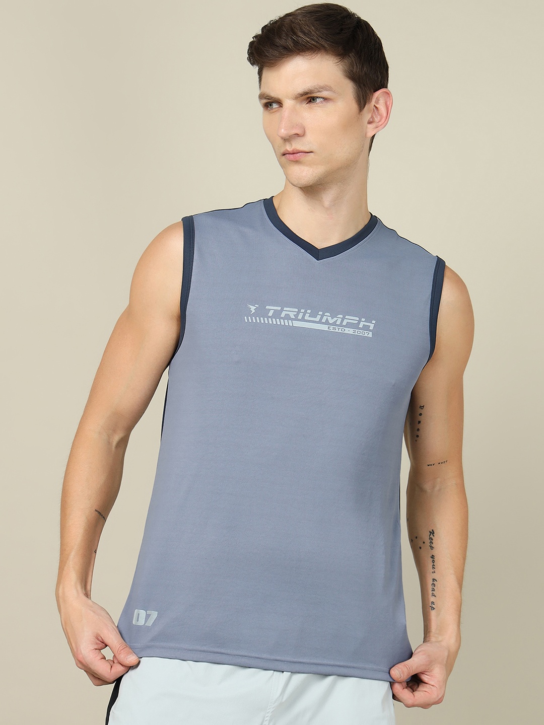 

Technosport Printed UV Protection Breathable Gym Innerwear Vest, Purple