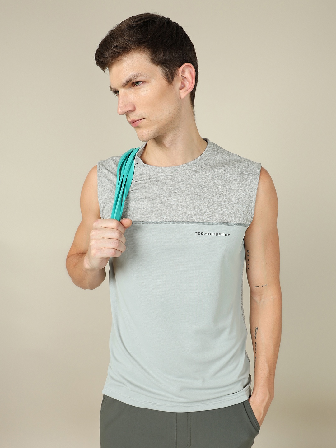 

Technosport Men UV Protection Breathable Gym Innerwear Vest, Grey