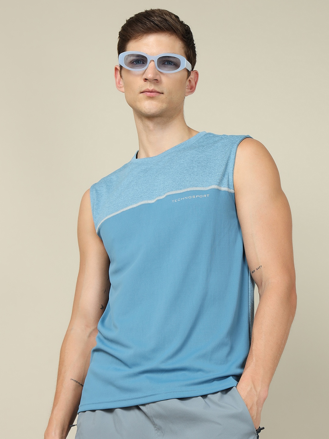 

Technosport Men UV Protection Breathable Gym Innerwear Vest, Blue
