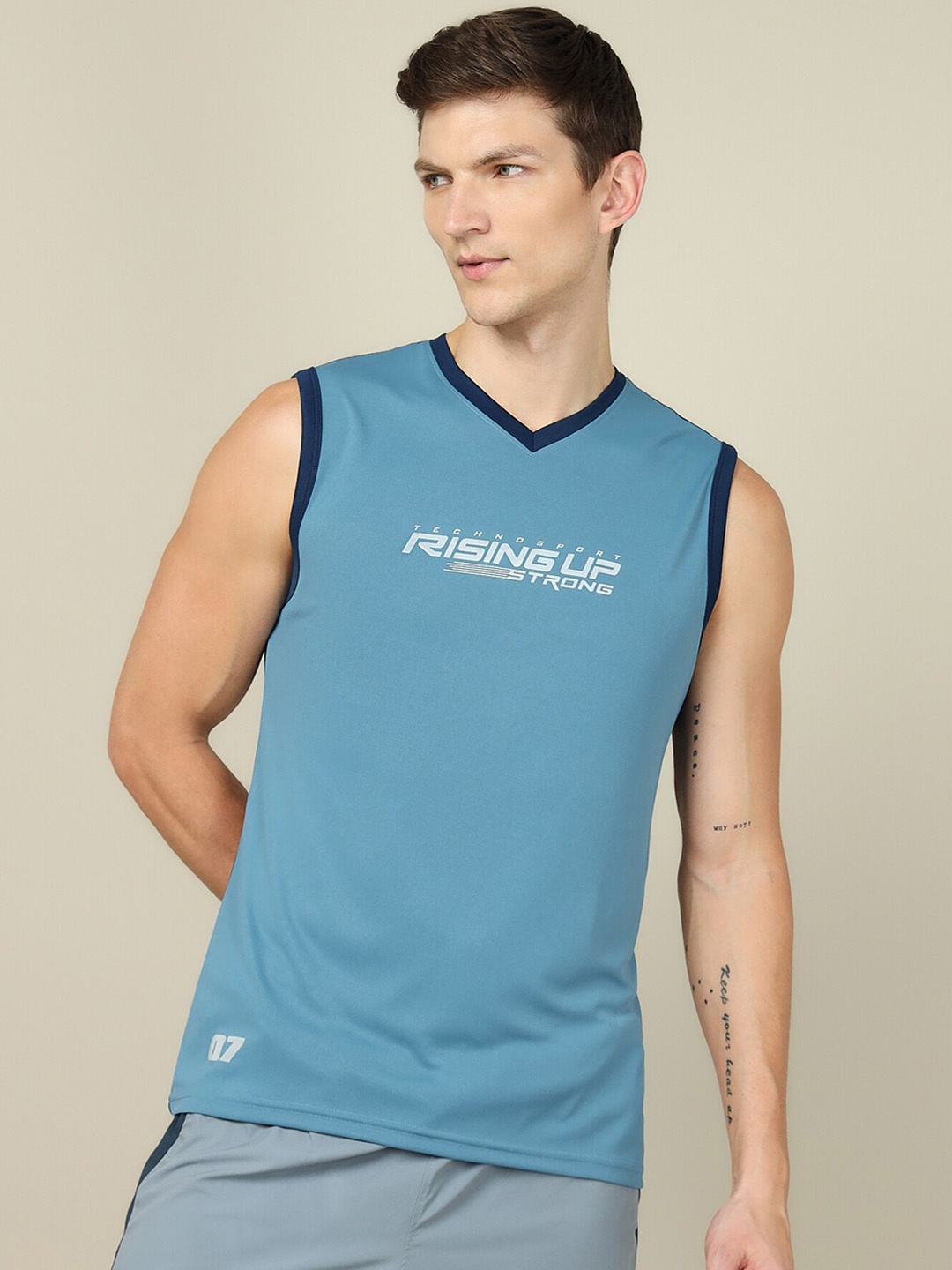 

Technosport Printed UV Protection Breathable Gym Innerwear Vest, Blue
