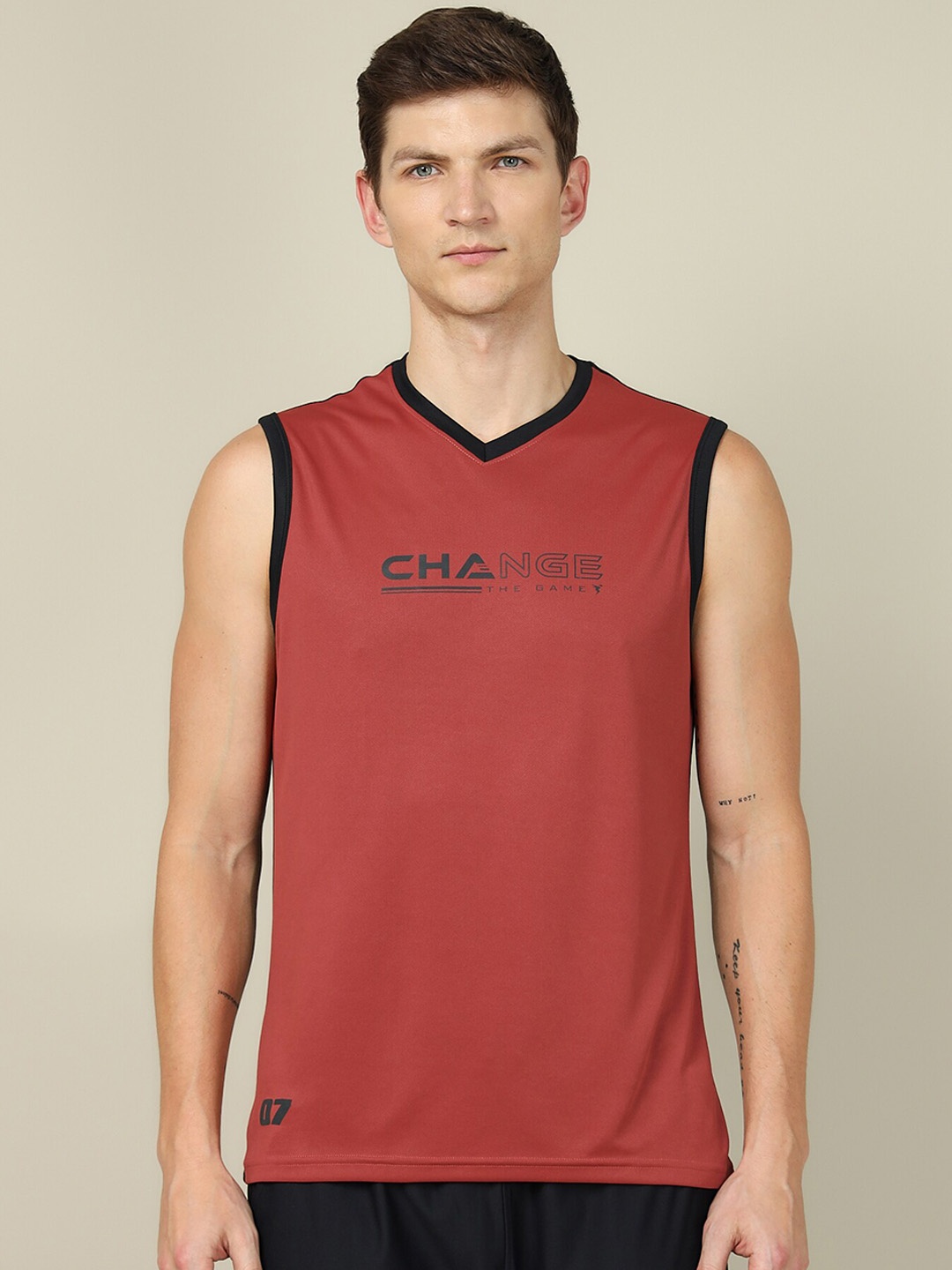 

Technosport Printed UV Protection Breathable Gym Innerwear Vest, Coral