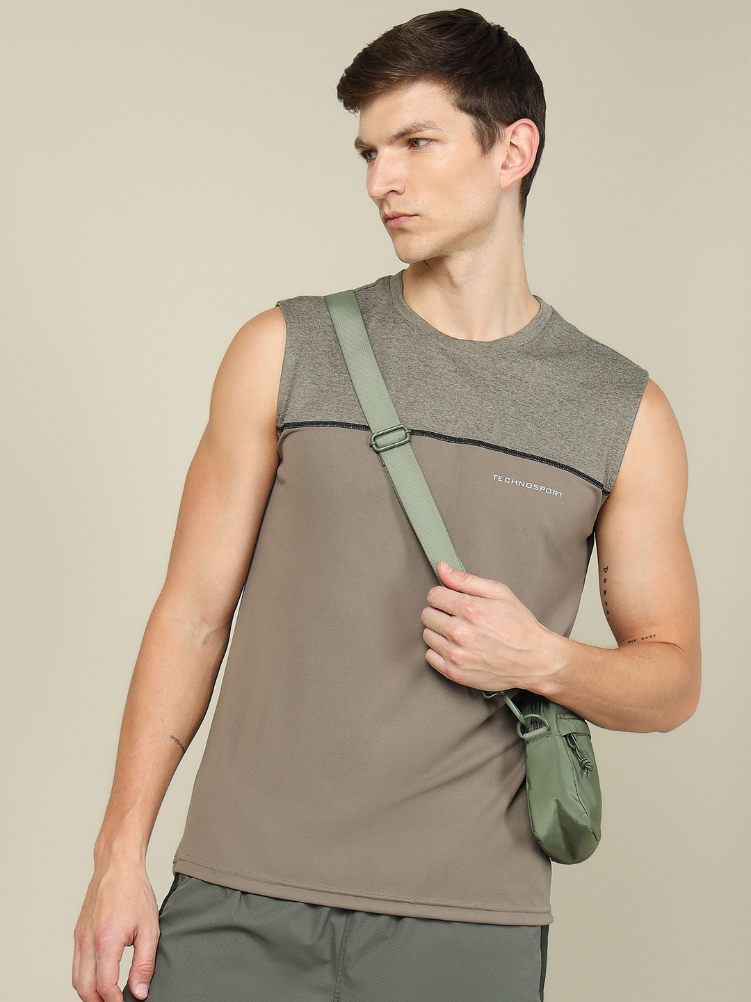 

Technosport Men Colorblocked UV Protection Breathable Gym Innerwear Vest, Grey
