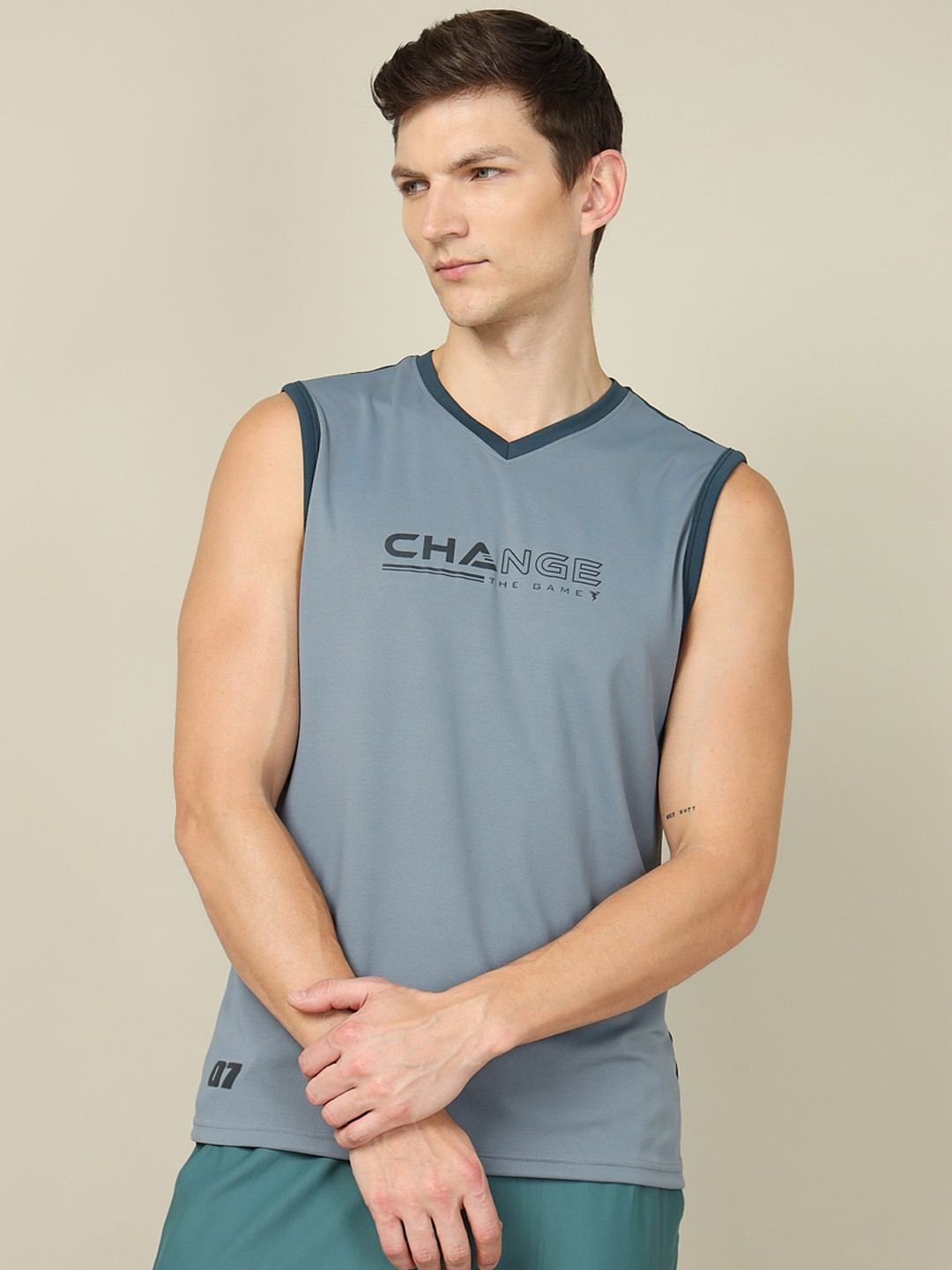 

Technosport Printed UV Protection Breathable Gym Innerwear Vest, Grey