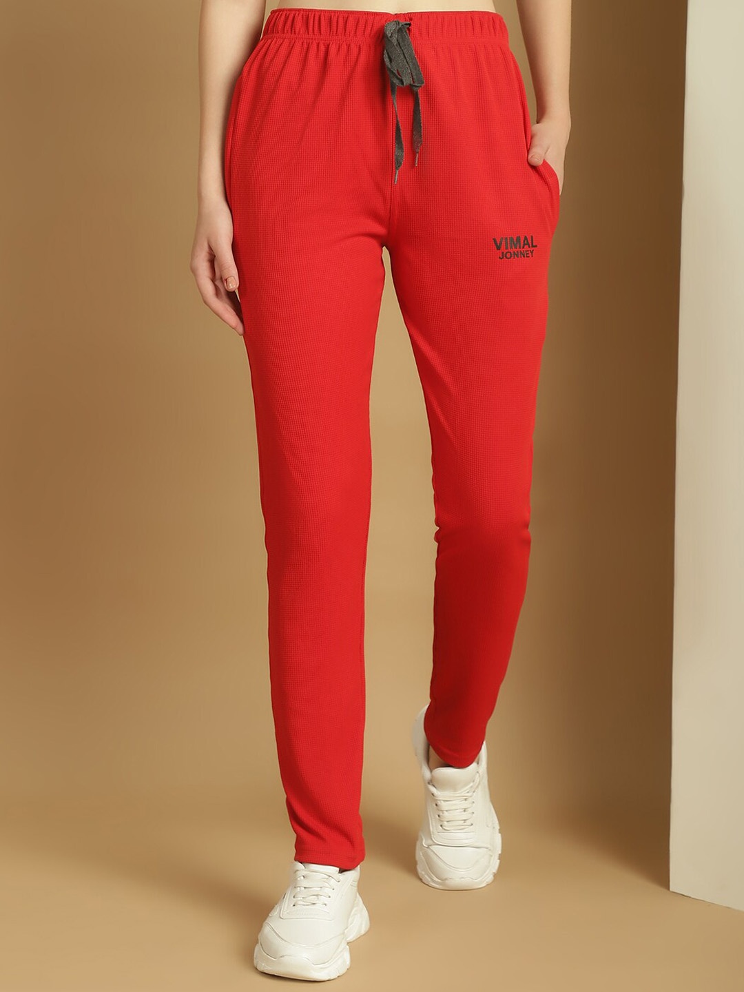 

MACK JONNEY Women Regular Fit Sports Track Pants, Red