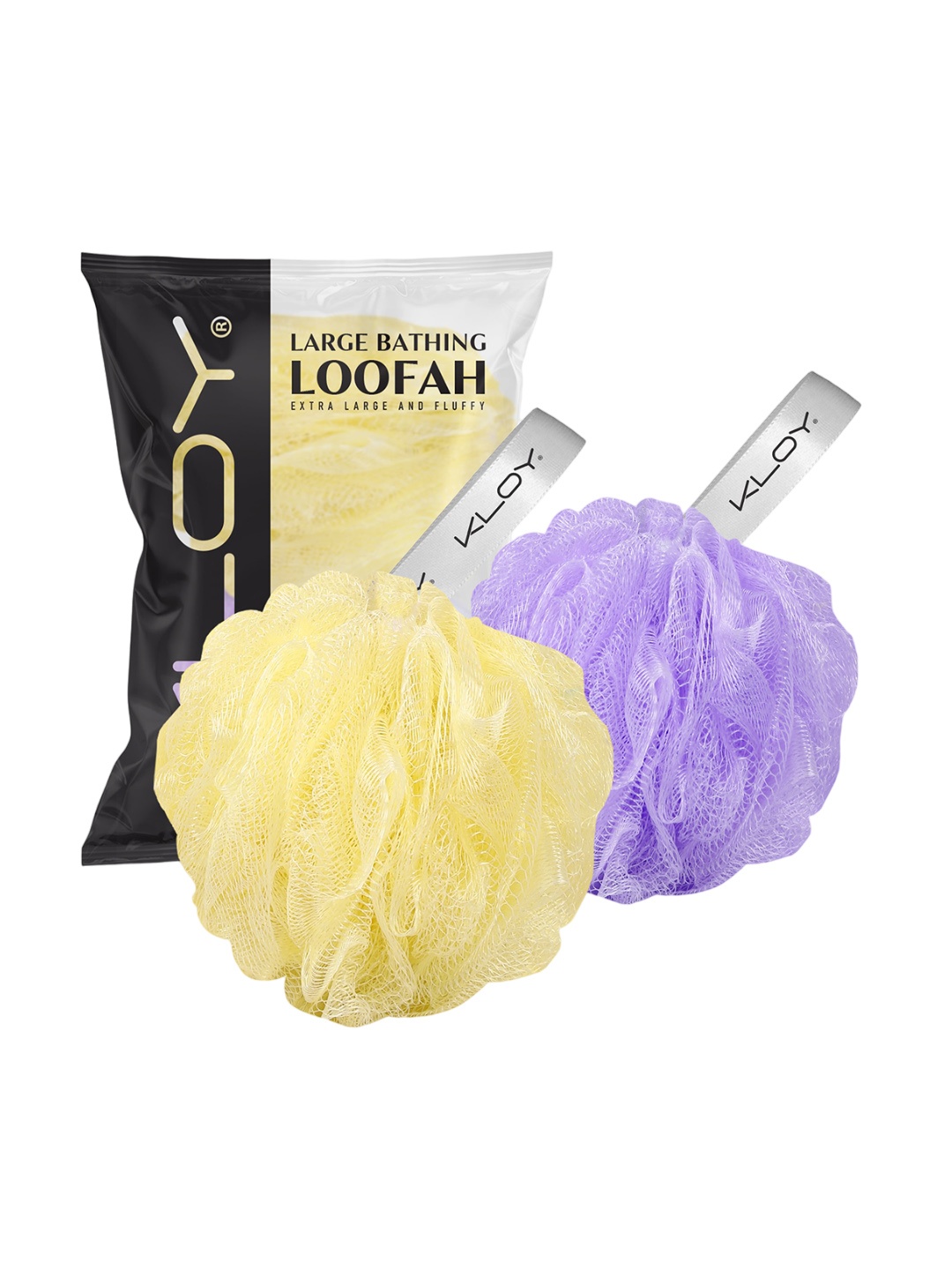 

KLOY Set Of 2 Large Bath Loofah Sponge Scrubber, Purple