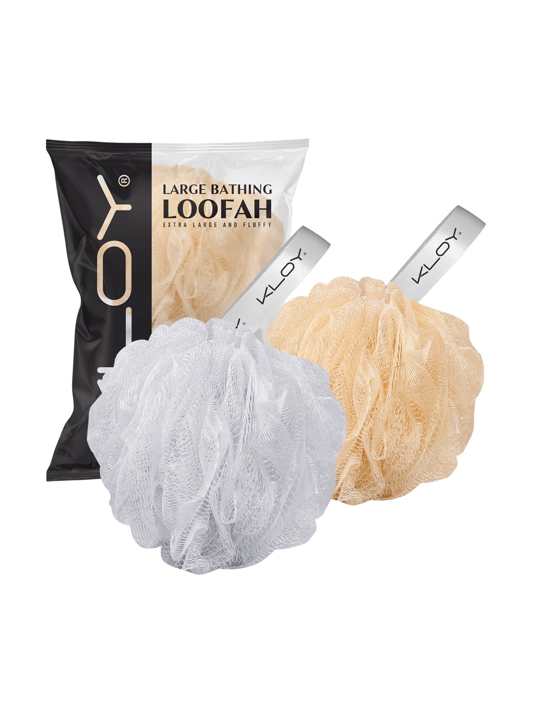 

KLOY Set Of 2 Large Bath Loofah Sponge Scrubber, White