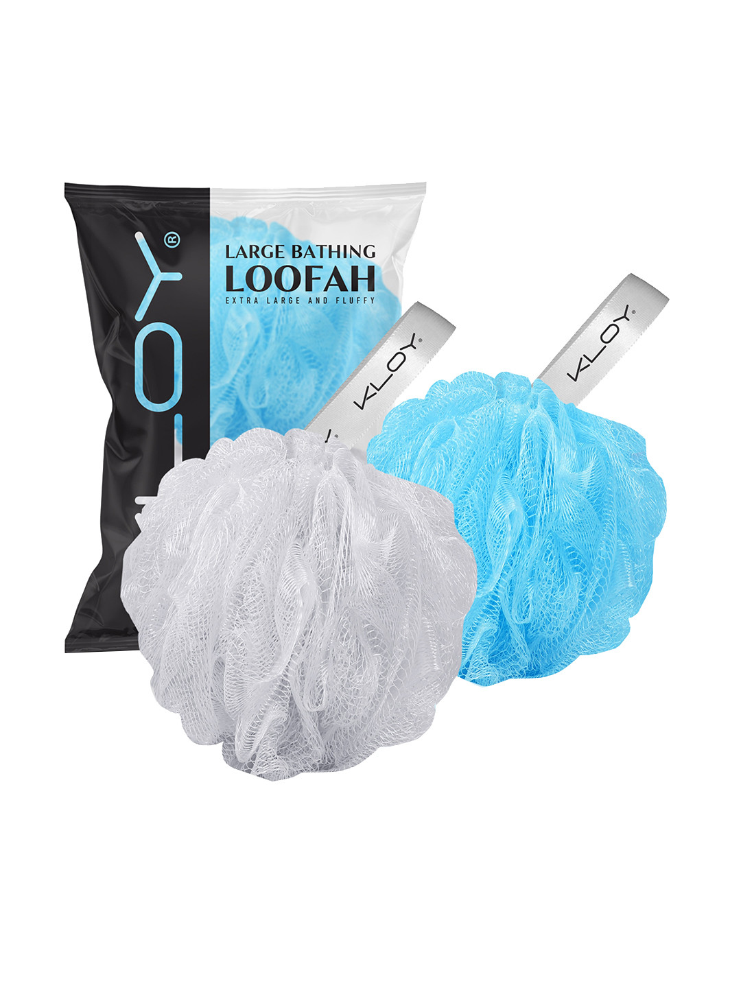 

KLOY Set Of 2 Large Bath Loofah Sponge Scrubber, White