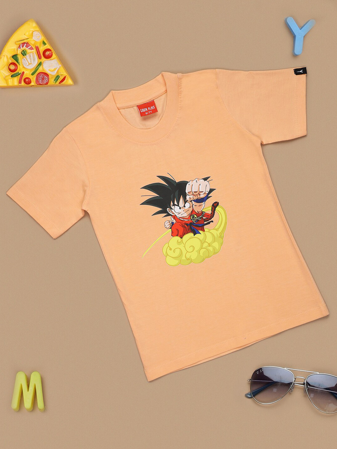 

Gavin Paris Boys Graphic Printed Pure Cotton Bio Finish Naruto Character Applique T-shirt, Peach