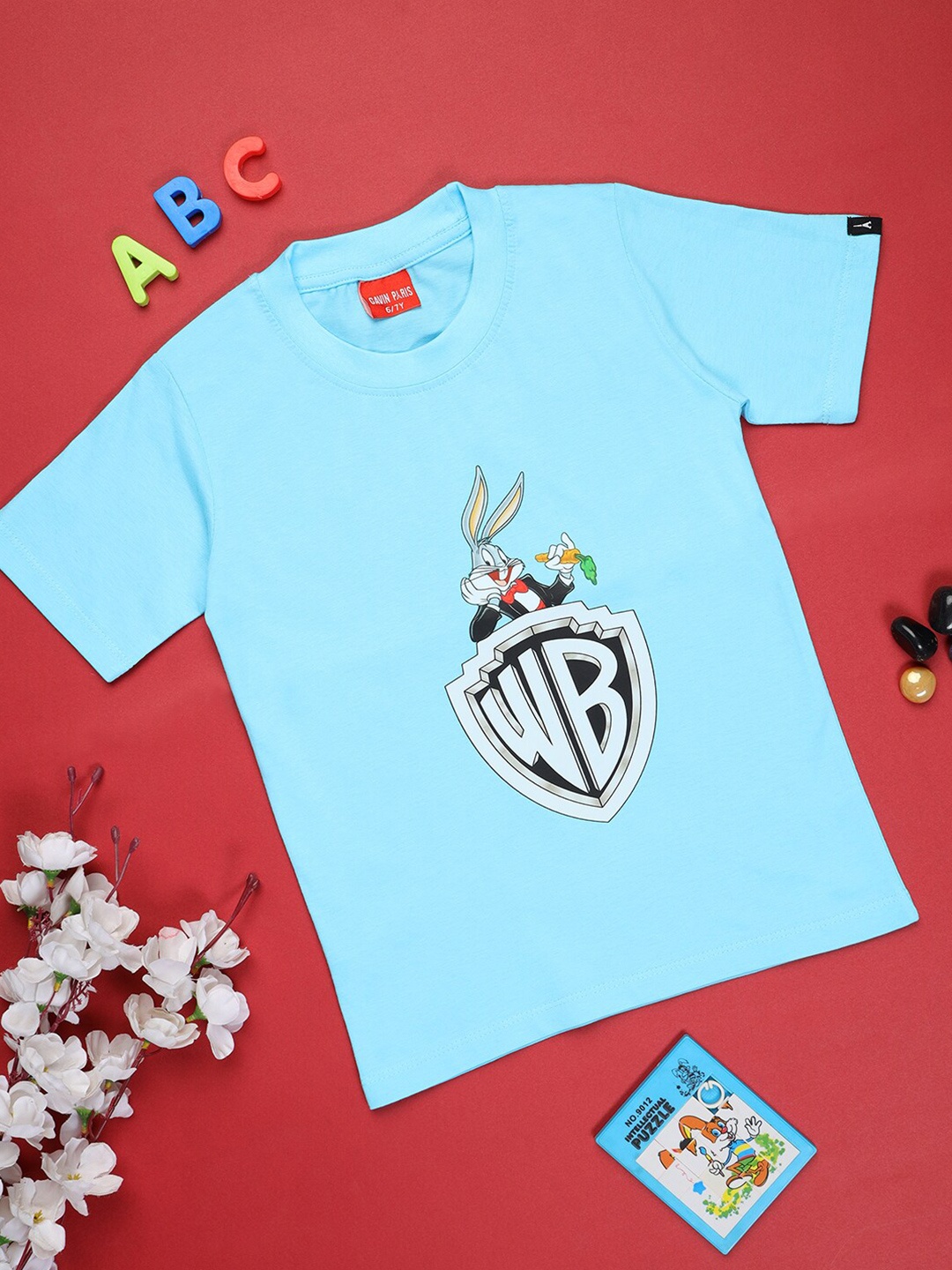 

Gavin Paris Boys Bugs Bunny Printed Pure Cotton Bio Finish Cotton T-shirt, Blue