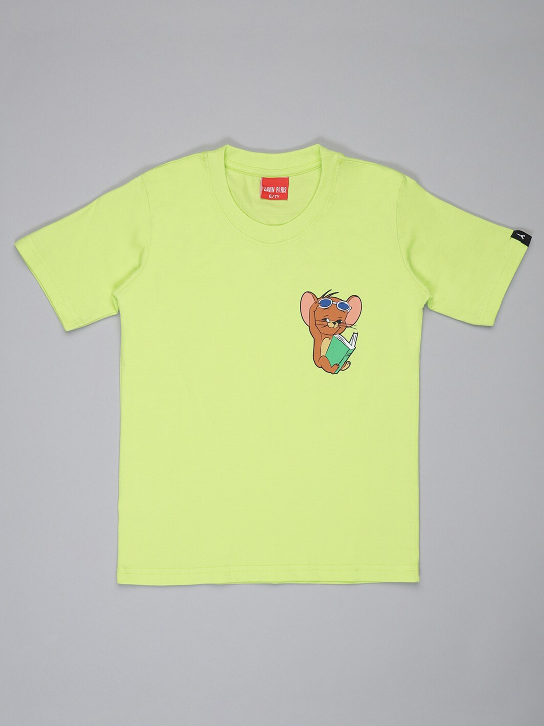 

Gavin Paris Boys Graphic Printed Pure Cotton Cap Sleeves Jerry Character Applique T-shirt, Green