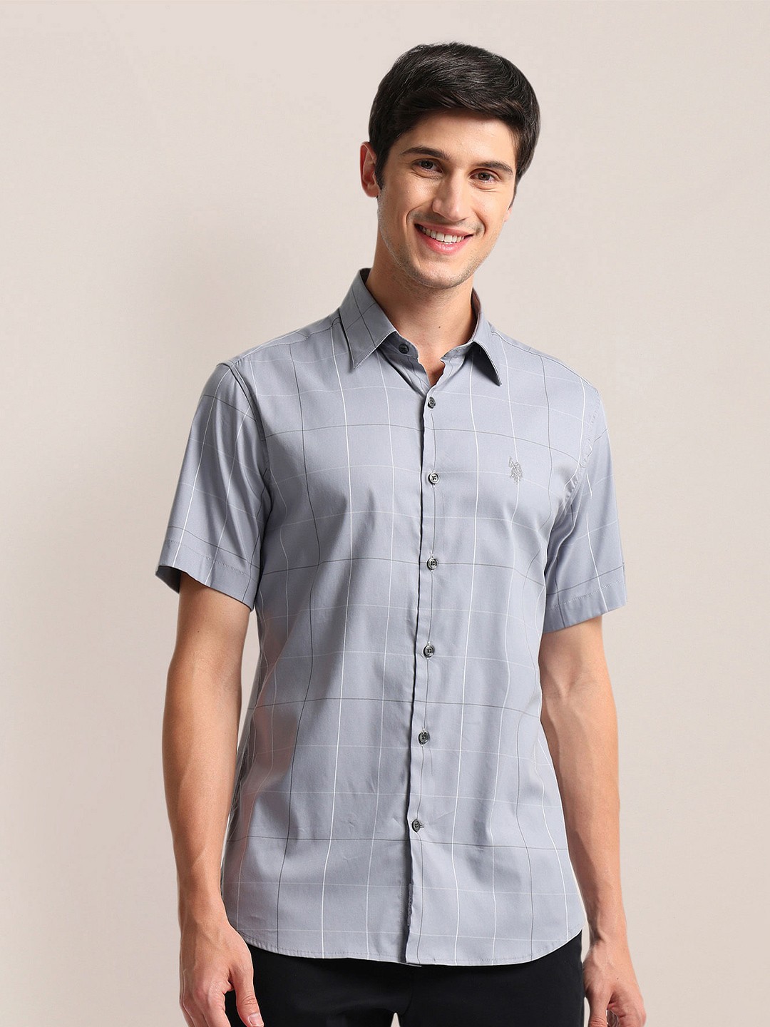 

U.S. Polo Assn. Tailored Fit Checked Twill Shirt, Grey
