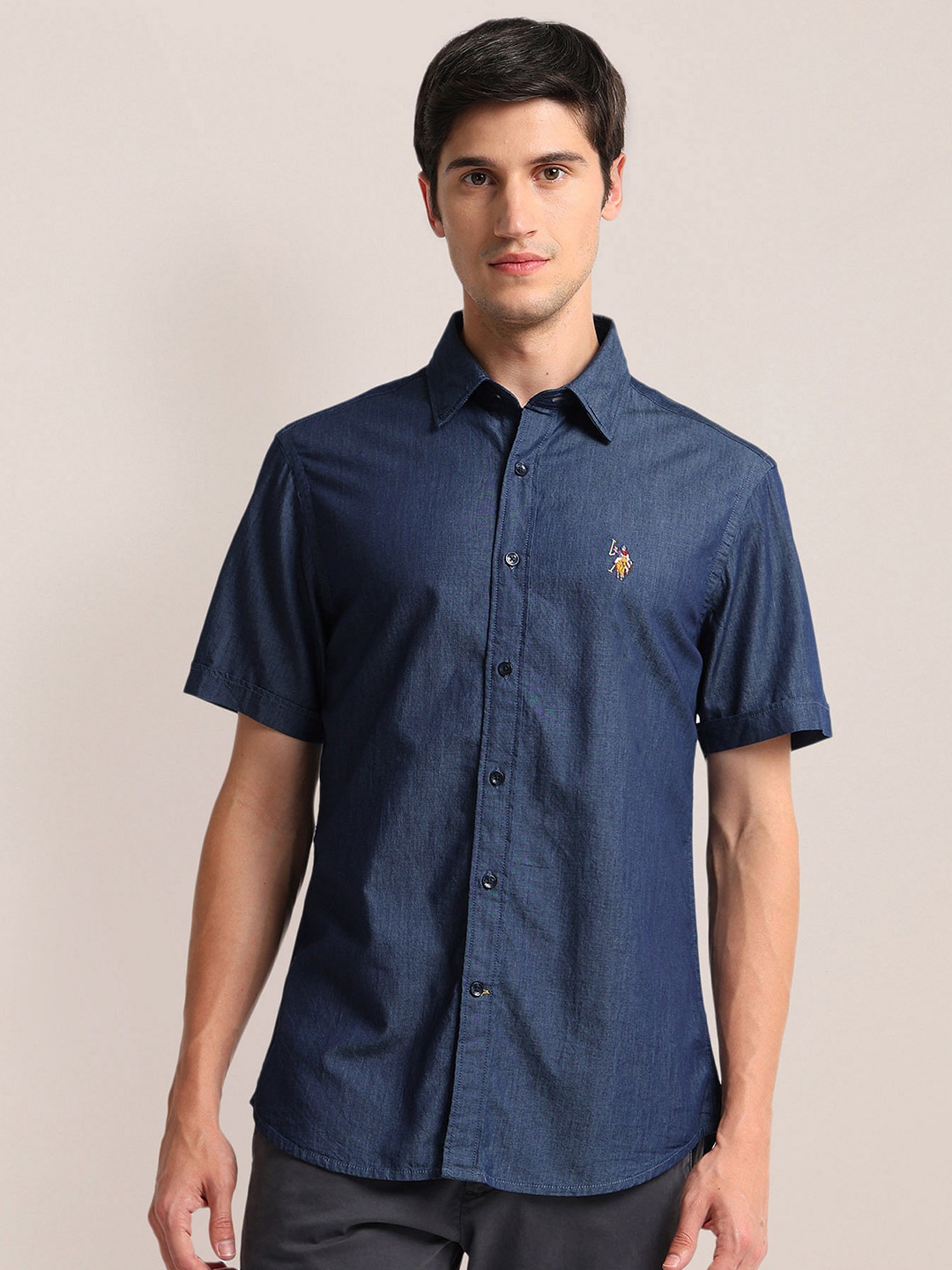 

U.S. Polo Assn. Opaque Striped Cotton Casual Shirt, Blue