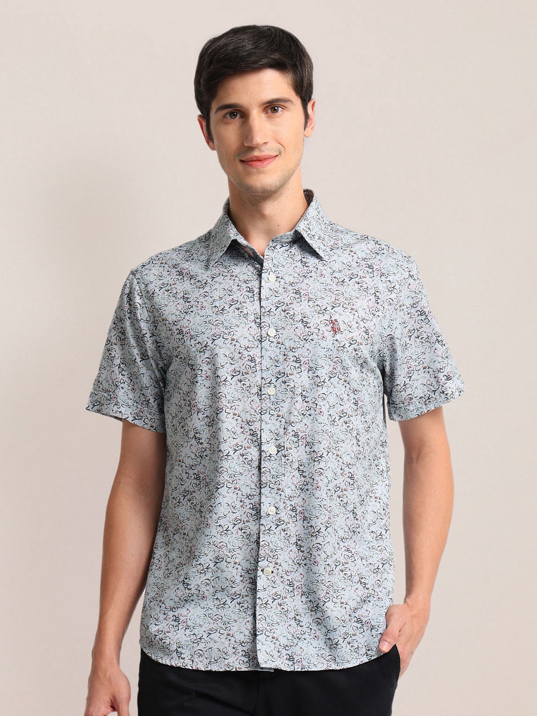 

U.S. Polo Assn. Floral Printed Casual Shirt, Grey