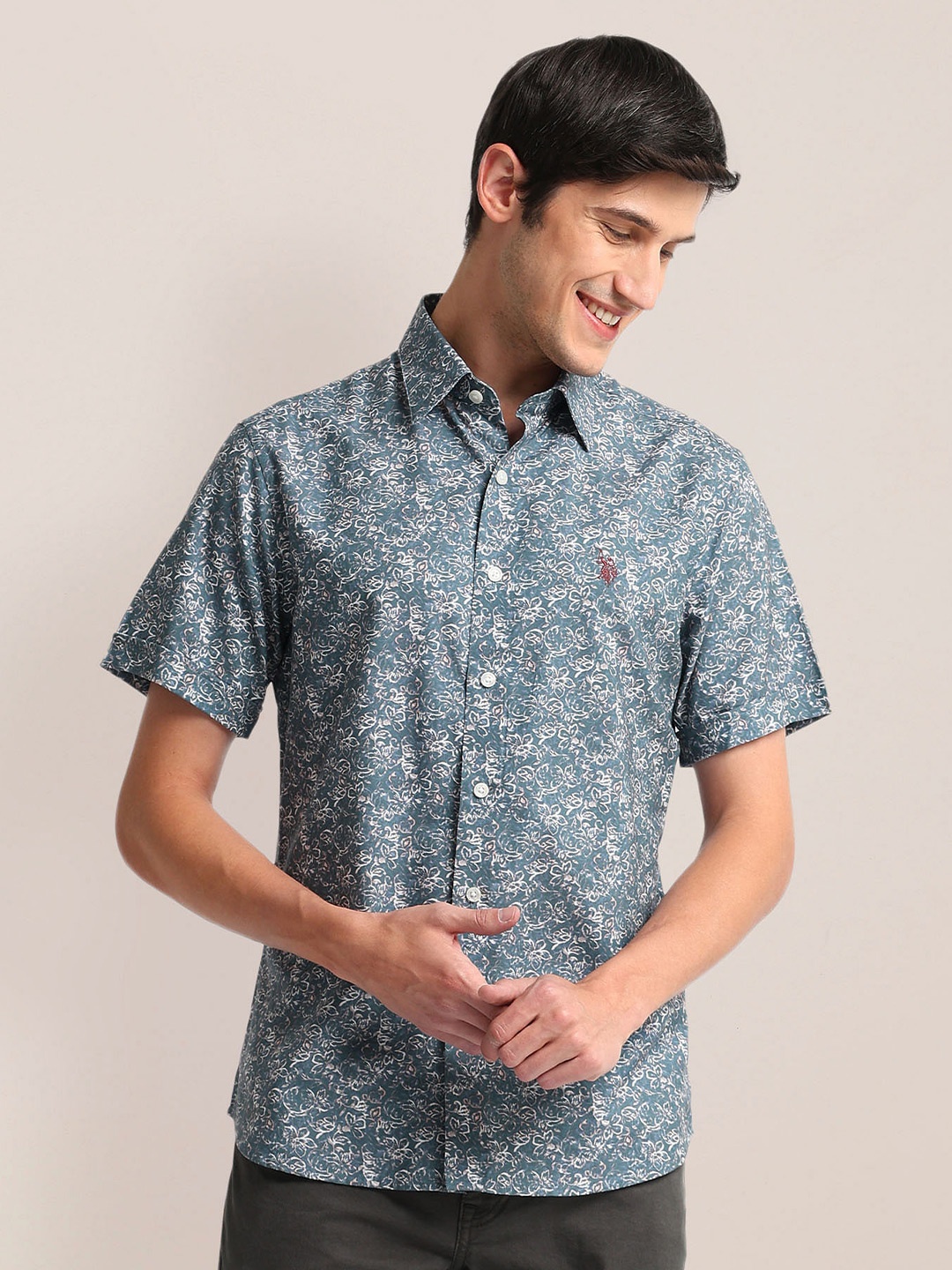 

U.S. Polo Assn. Floral Printed Casual Shirt, Green