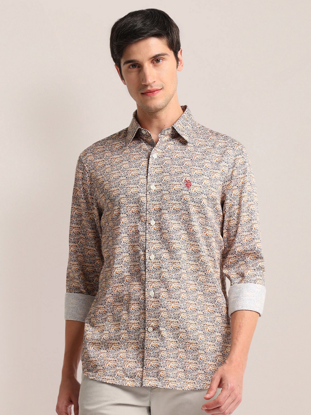 

U.S. Polo Assn. Opaque Printed Casual Shirt, Brown