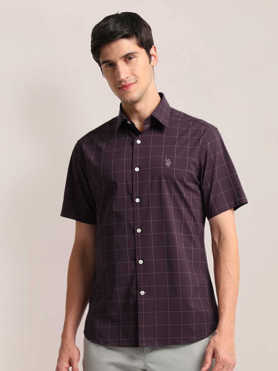 

U.S. Polo Assn. Men Opaque Checked Casual Shirt, Purple