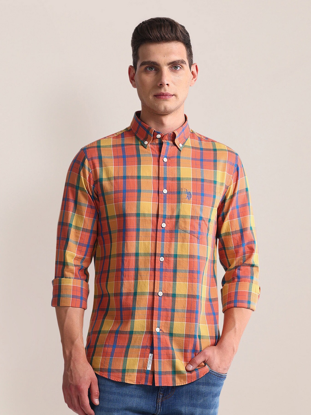 

U.S. Polo Assn. Tartan Checked Casual Shirt, Orange