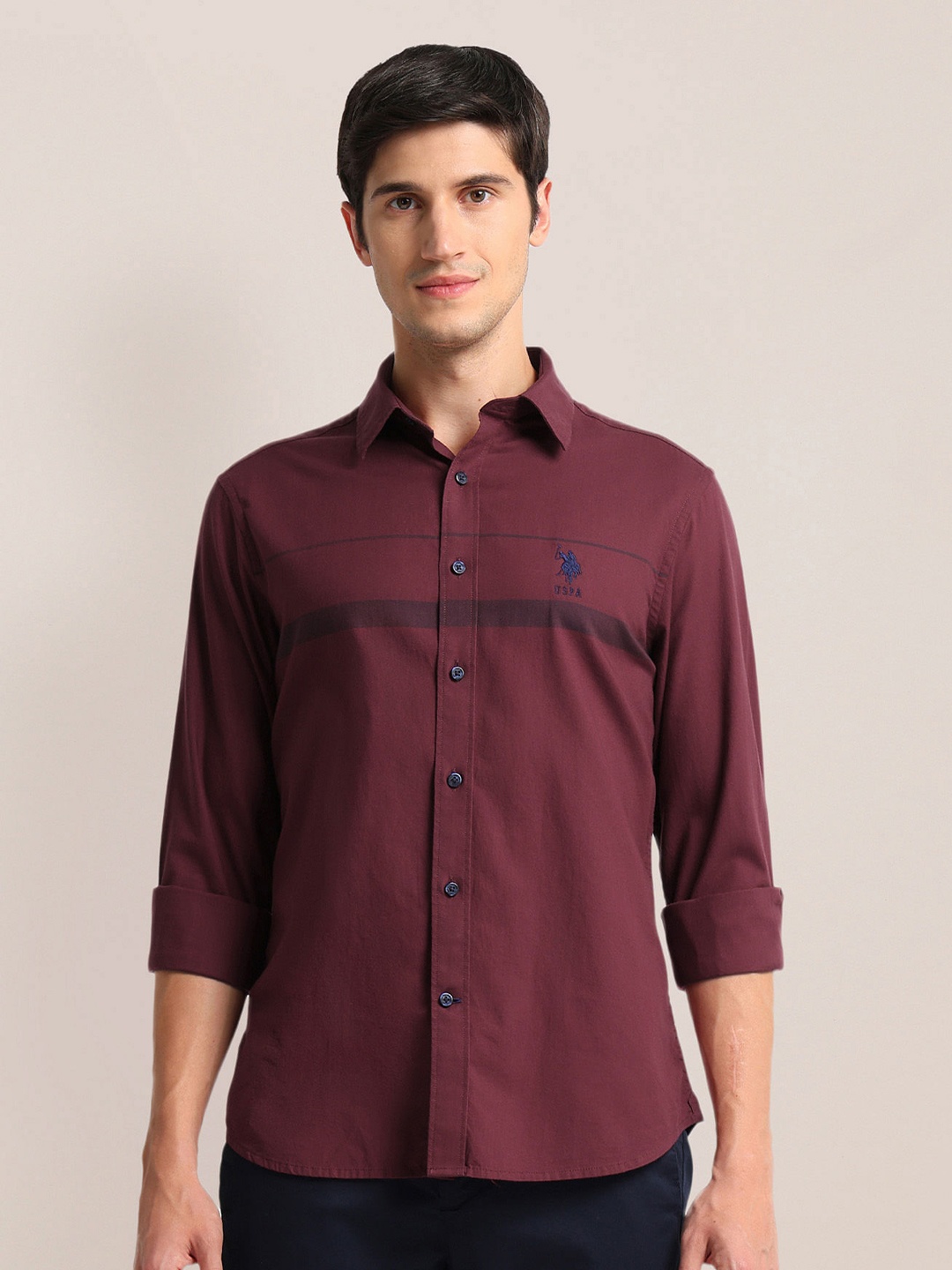 

U.S. Polo Assn. Tailored Fit Spread Collar Shirt, Red
