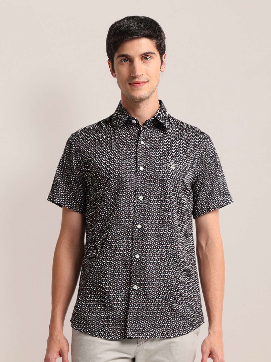 

U.S. Polo Assn. Graphic Printed Cotton Casual Shirt, Blue