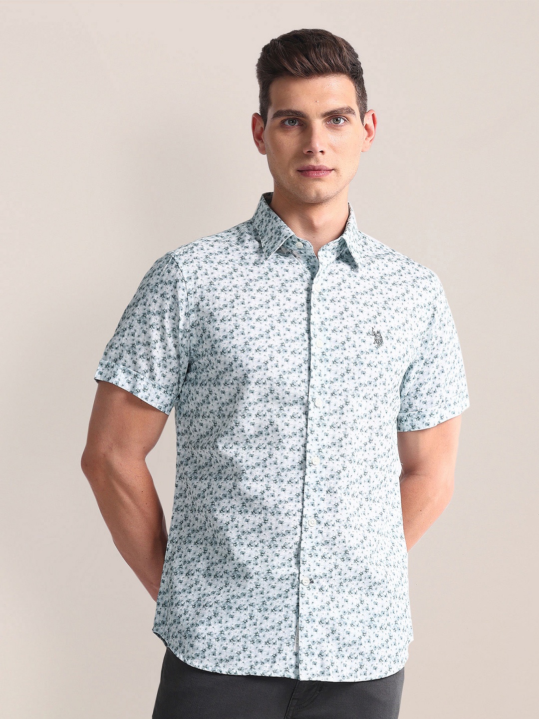 

U.S. Polo Assn. Floral Printed Tailored Fit Casual Shirt, Grey