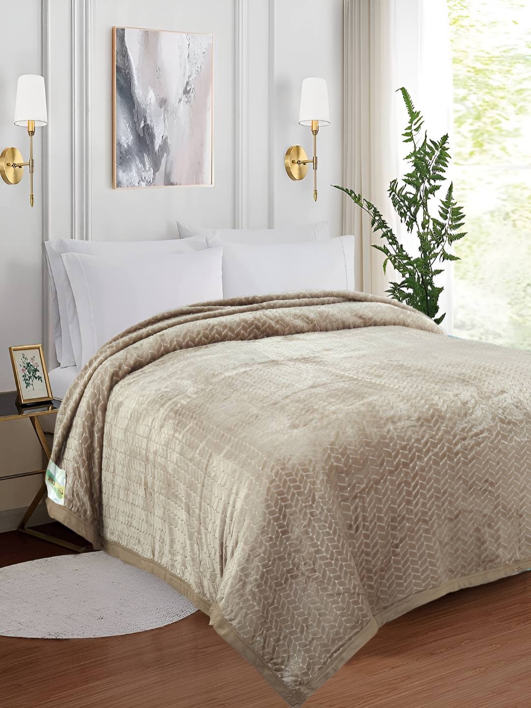 

GAPU & BALY Beige AC Room 300 GSM Double Bed Blanket