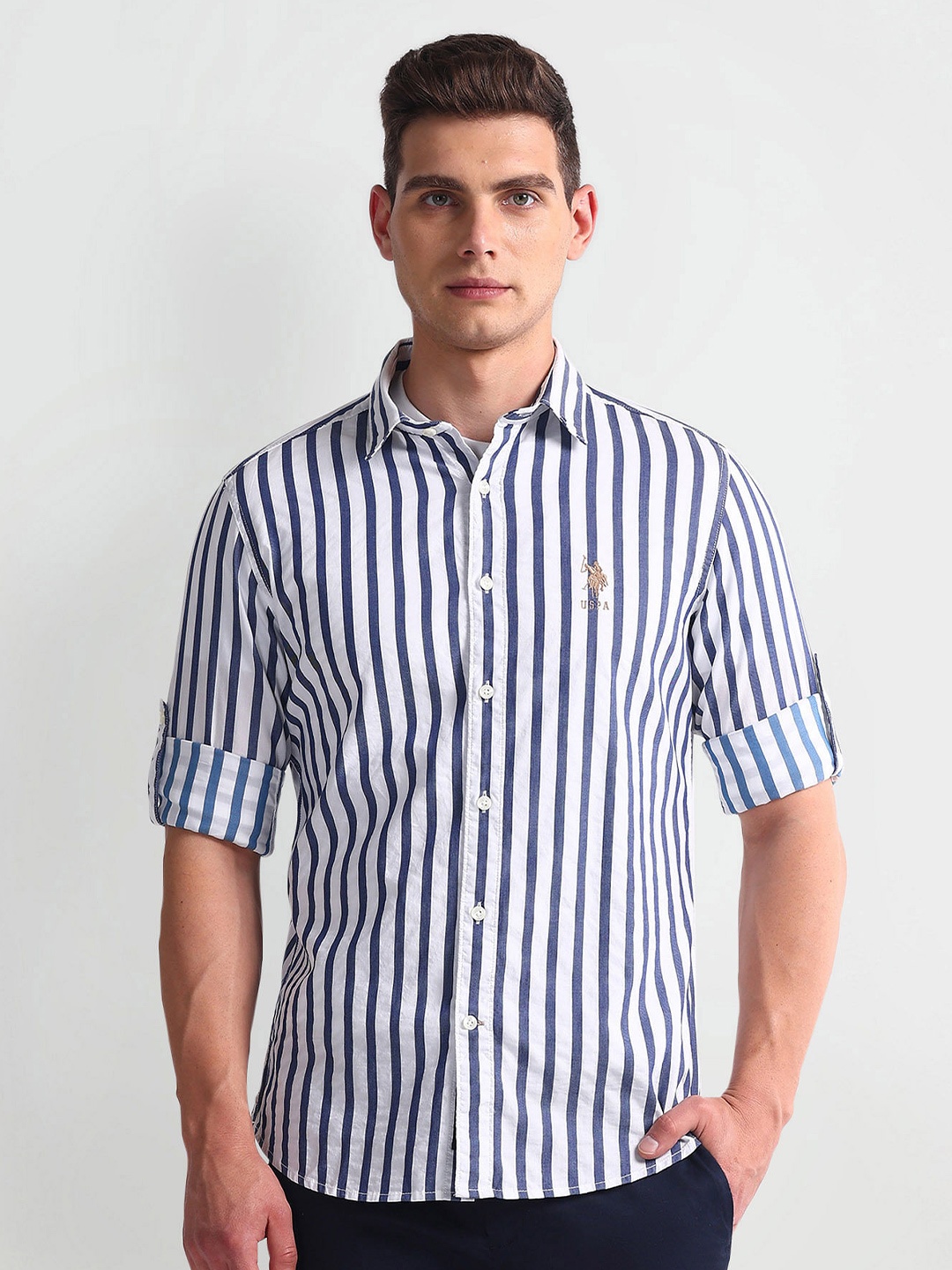 

U.S. Polo Assn. Denim Co. Slim Fit Bengal Striped Casual Shirt, Blue