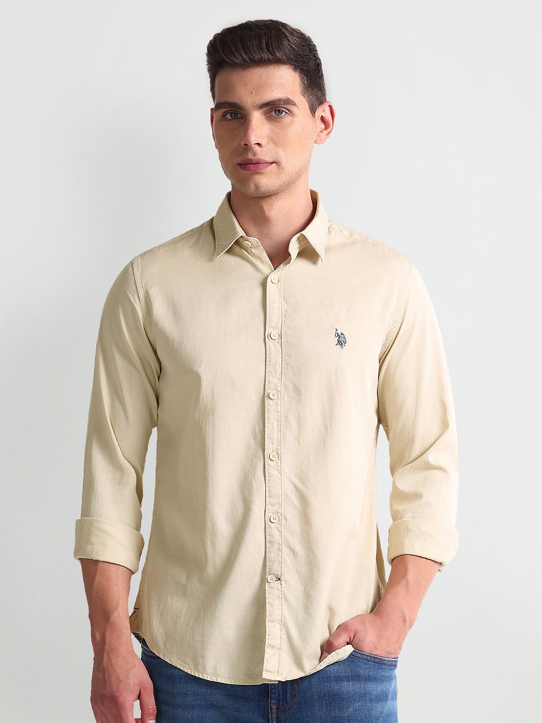 

U.S. Polo Assn. Denim Co. Slim Fit Opaque Casual Shirt, Brown