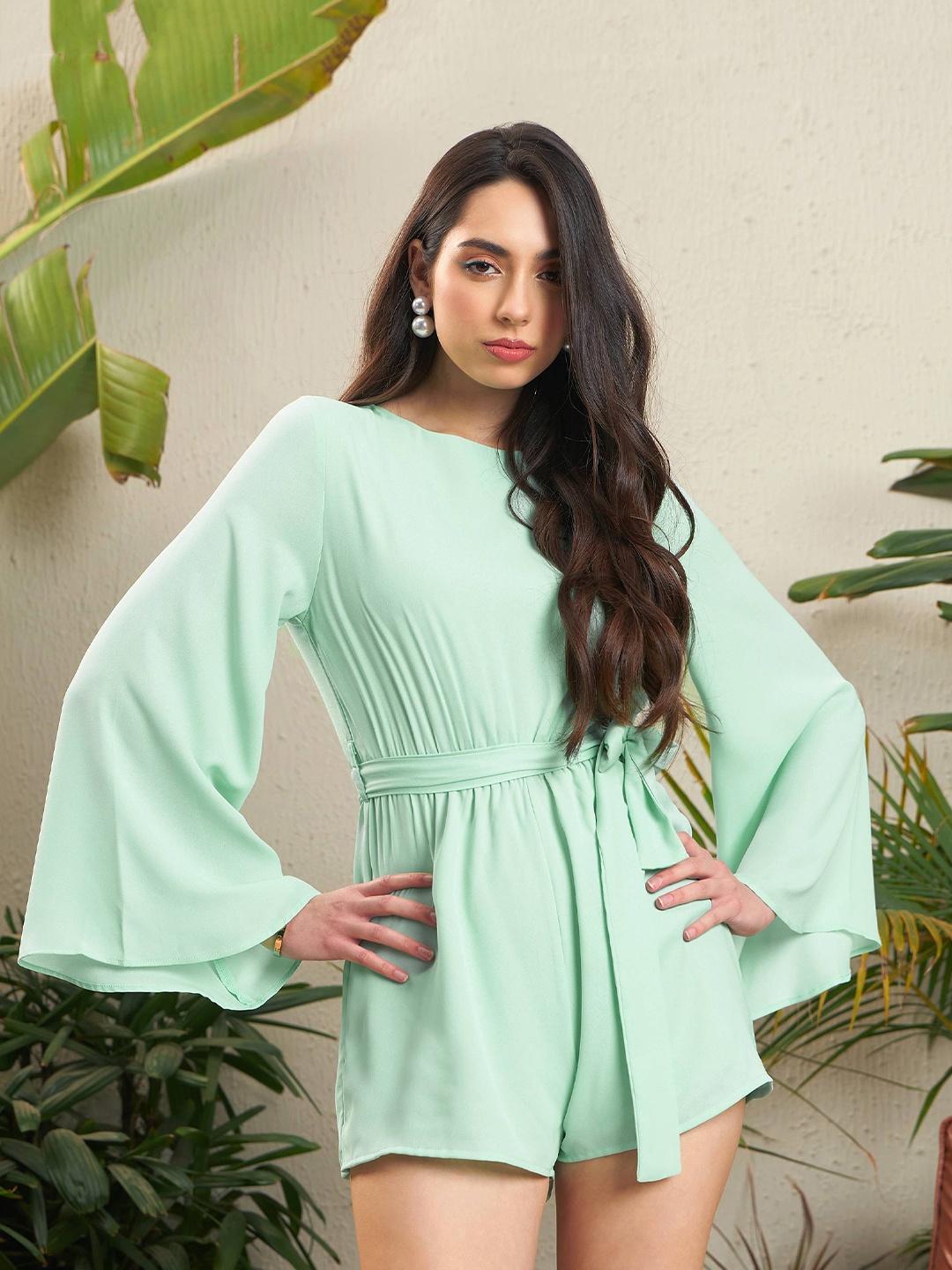 

SASSAFRAS Sea Green Back Cut-Out Playsuit