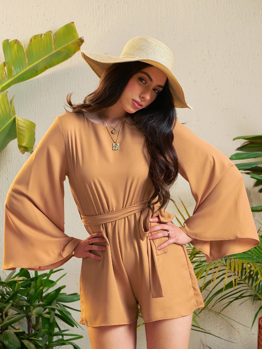 

SASSAFRAS Beige Back Cut-Out Playsuit