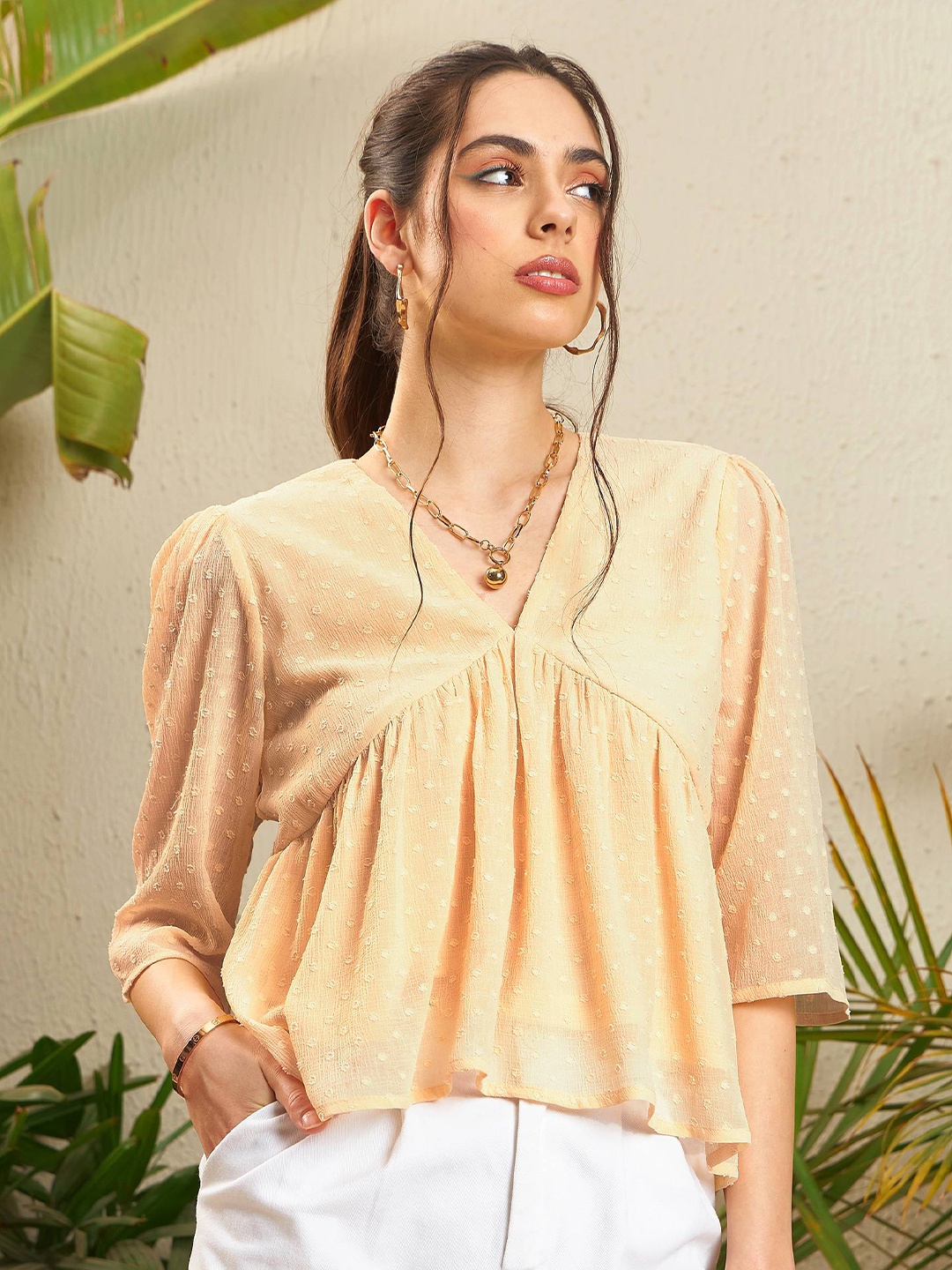 

SASSAFRAS Nude Self Design Empire Top