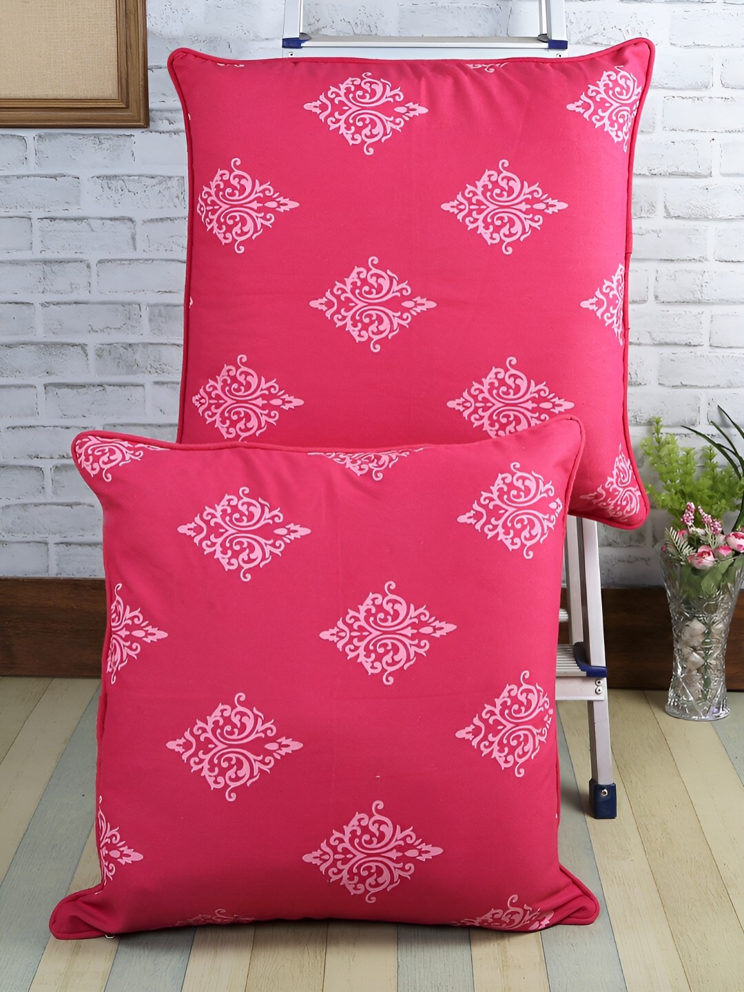 

Aura Pink 2 Pieces Square Cushion Covers