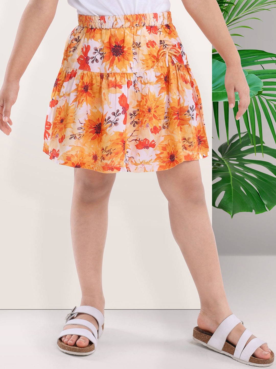 

ARIAS By LARA DUTTA Girls Woven Printed Mini Skirt, Orange